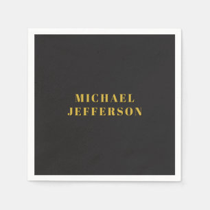 Schwarz & Gold Minimalist Schlicht Modern Eigener  Serviette