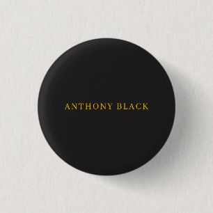 Schwarz & Gold Minimalistisch Elegant Eigener Name Button