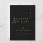 Schwarz-Gold-Minimalistisch-Monogram-Foto-Hochzeit Einladung (Vorderseite)