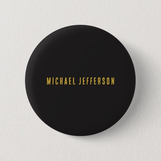 Schwarz & Gold Minimalistisch Schlicht Modern Eige Button (Vorderseite)
