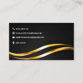 Schwarz/Gold Minimalistische elegante Visitenkarte (Rückseite)