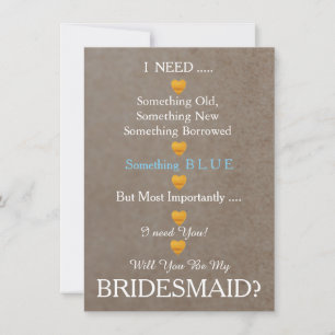 Schwarz & Gold mit Herz wirst du meine Bridesmaid  Einladung