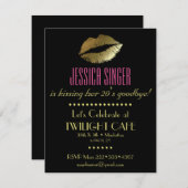 Schwarz & Gold mit Lippen Moderne Moderne Elegante Einladung (Vorne/Hinten)