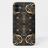 Schwarz-Gold-Mittelalter Case-Mate iPhone Hülle (Rückseite)