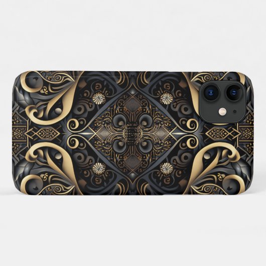 Schwarz-Gold-Mittelalter Case-Mate iPhone Hülle (Rückseite (Horizontal))