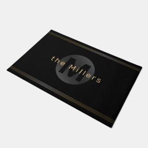 Schwarz/Gold, modern, einfach personalisiert Fußmatte