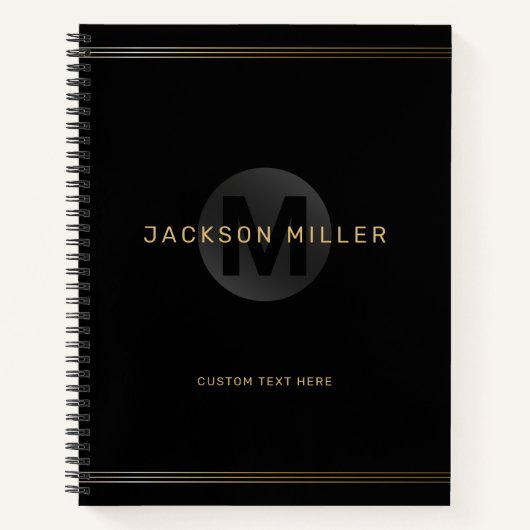 Schwarz/Gold, modern, einfach personalisiert Notizblock (Vorderseite)
