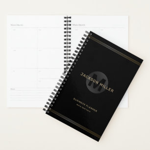 Schwarz/Gold, modern, einfach personalisiert Planer