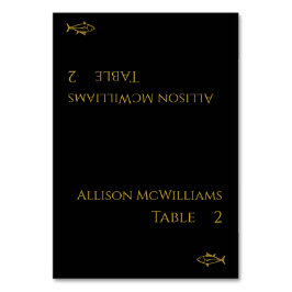 Schwarz-Gold-Modern-Fisch-Symbol- Tischnummer