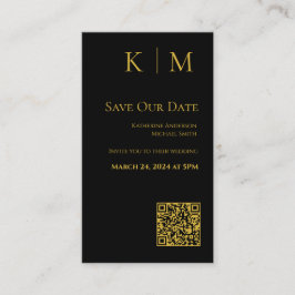 Schwarz-Gold-Modern-Save the Date QR-Code- Visitenkarte