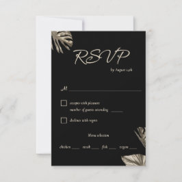 Schwarz & Gold Moderne botanische Hochzeit mit Ess RSVP Karte