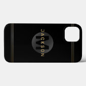Schwarz/Gold Moderne, einfache personalisierte Mon Case-Mate iPhone Hülle (Rückseite (Horizontal))