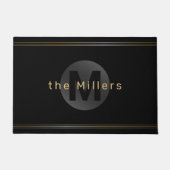 Schwarz/Gold Moderne, einfache personalisierte Mon Fußmatte (Vorderseite)