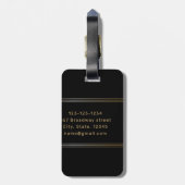 Schwarz/Gold Moderne, einfache personalisierte Mon Gepäckanhänger (Rückseite vertikal)