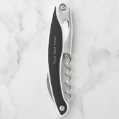 Schwarz/Gold Moderne, einfache personalisierte Mon Kellnermesser (Rückseite)