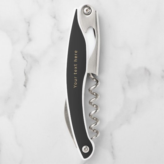 Schwarz/Gold Moderne, einfache personalisierte Mon Kellnermesser (Rückseite)