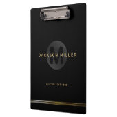 Schwarz/Gold Moderne, einfache personalisierte Mon Klemmbrett (Links)