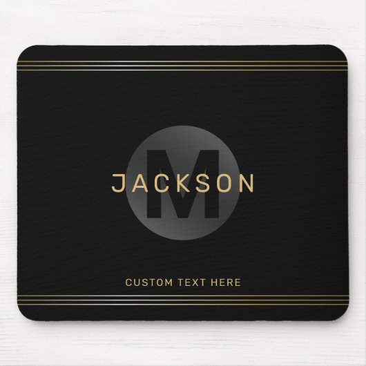 Schwarz/Gold Moderne, einfache personalisierte Mon Mousepad (Vorne)