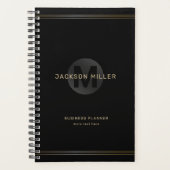 Schwarz/Gold Moderne, einfache personalisierte Mon Planer (Vorderseite)