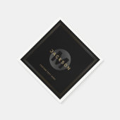 Schwarz/Gold Moderne, einfache personalisierte Mon Serviette (Ecke)