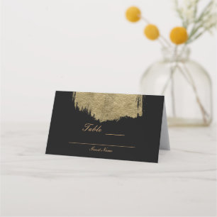 Schwarz & Gold Moderne Glamour-Pinsel-Tischnummer Platzkarte