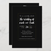 Schwarz & Gold Moderne Highlights Einladung (Vorne/Hinten)