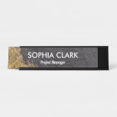Schwarz & Gold Moderne Luxus Textur Golden Custom Schreibtischnamensplakette (Vorderseite )