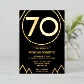 Schwarz & Gold Moderne Männer oder Frauen 70. Gebu Folieneinladung (Stehend vorne)
