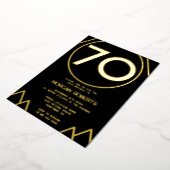 Schwarz & Gold Moderne Männer oder Frauen 70. Gebu Folieneinladung (Gedreht)