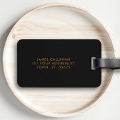 Schwarz & Gold Moderne Maskuline oder Frauenmonogr Gepäckanhänger