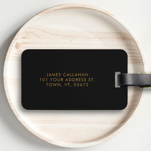 Schwarz & Gold Moderne Maskuline oder Frauenmonogr Gepäckanhänger