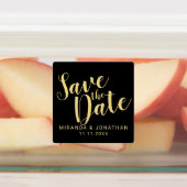 Schwarz&Gold Moderne SkriptWedding Save the Date Etiketten (Befestigt)