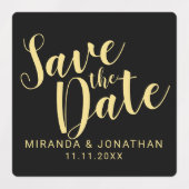 Schwarz&Gold Moderne SkriptWedding Save the Date Etiketten (Design 2)