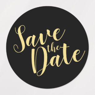 Schwarz&Gold Moderne SkriptWedding Save the Date Etiketten