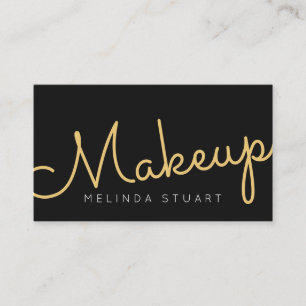 Schwarz-Gold-Moderne Typografie Makeup Artist Visitenkarte