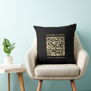 Schwarz & Gold moderne Vorlage QR-Code Quadrat Gro Kissen