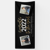 Schwarz + Gold, modernes Drehbuch, Multi-Foto-Absc Banner (Vertikal)