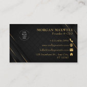 Schwarz & Gold Modernes Elegantes Visitenkarte (Rückseite)