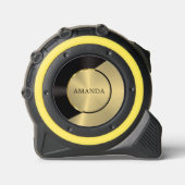 Schwarz & Gold Modernes geometrisches Design Maßband (Vorderseite)