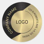 Schwarz & Gold Modernes geometrisches Design Runder Aufkleber (Vorderseite)