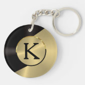 Schwarz & Gold Modernes geometrisches Design Schlüsselanhänger (Rückseite)
