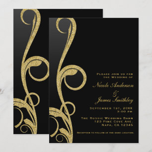 Schwarz & Gold Modernes Glam Elegantes Ambiente Einladung