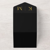 Schwarz-Gold-Monogram-Modern-Wedding- All In One Einladung (Außenbereich)