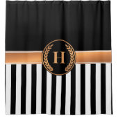 Schwarz-Gold-Monogramm Duschvorhang (Vorderseite)