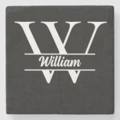 Schwarz-Gold-Monogramm | Eleganter Anfangsname Steinuntersetzer (Vorderseite)