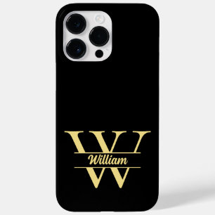 Schwarz-Gold-Monogramm   Elegantes Anfangsskript Case-Mate iPhone 14 Pro Max Hülle