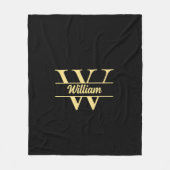 Schwarz-Gold-Monogramm | Elegantes Anfangsskript Fleecedecke (Vorderseite)