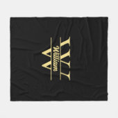 Schwarz-Gold-Monogramm | Elegantes Anfangsskript Fleecedecke (Vorderseite (Horizontal))