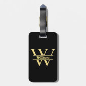 Schwarz-Gold-Monogramm | Elegantes Anfangsskript Gepäckanhänger (Rückseite vertikal)