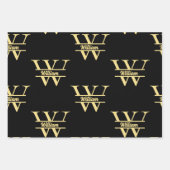 Schwarz-Gold-Monogramm | Elegantes Anfangsskript Geschenkpapier Set (Vorderseite 3)